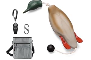 ZRD Dog Training Kit, Dog Duck Toy, Duck Dummy Bumper for Dog, Duck Hunting Kit with Dog Treat Pouch, 2in1 Dog Training Clickers and Whistle - Dog Retriever Outdoor Training Kit