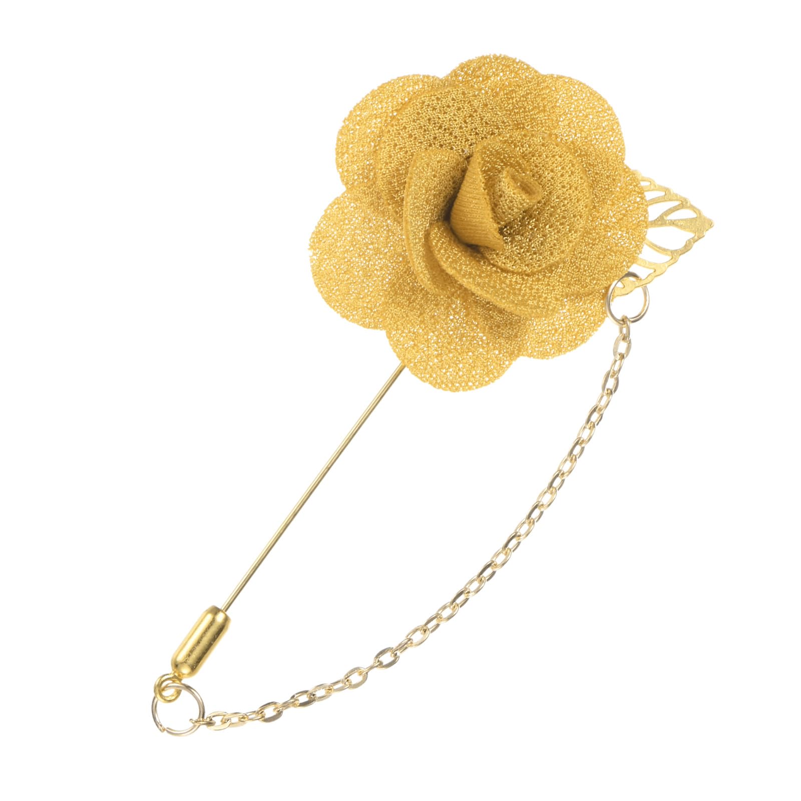 Photo 1 of M METERXITY 1-Pack Camellia Flower Lapel Pin for Men Suit, Camellia Brooch Pin with Gold Leaf Brooch for Men Women Wedding Accessories/Suit Tuxedo Corsage Party Brooch [Golden Champagne]