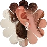 Allereyae Vintage Crystal Flower Ear Climber Earrings Moonstone Flower Dangle Earrings Gold Cz Leaf Drop Earrings Rhinestone Leaf Stud Earrings Jewelry for Women