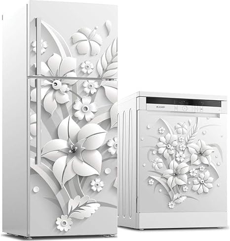 Amazon Hxcok 3dカスタム食器洗い機冷蔵庫コンタクトペーパーエンボス花壁冷凍庫デカールフィルムパネルカバー壁ステッカー家の装飾ギフト 60x66cm ウォールステッカー オンライン通販