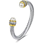 UNY JEWEL Jewelry Chinese Dragon Scale Ball, Dragon Cuff Bangle, Spring Open Two Tone Twisted Cable Vintage Cuff Bangle