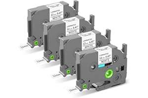 Tze-231 Laminated White Label Maker Tape Replacement for Brother P Touch Tze231 Tze Tz Tape 12mm 0.47" Compatible with Brothe