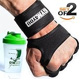 GYM4YOU Fitness Grips – CrossFit Gloves with BONUS SHAKER – Ideal Workout Gloves for Gym, Cross Training or Weight Lifting – Suits Men & Women – Leather Padding for best palm protection - (black - L)