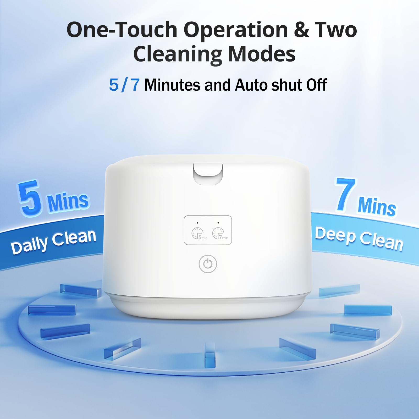 360° Ultrasonic Deep Clean Machine, 30W/45kHz for Dentures, Mouth Guards, Aligners, Braces – 230ml Portable Vibration-Powered Cleaner