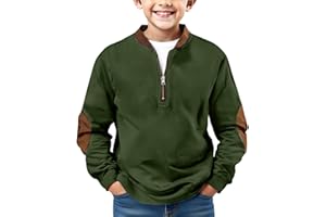 GENERIC Boys Long Sleeve Shirts Kids Quarter Zip Sweatshirt Soild Casual Pullover Shirt Outdoor Fall Clothes for Teen Boy