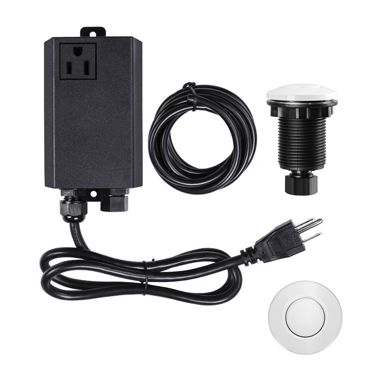 Photo 1 of Garbage Disposal Air Switch Kit Single Outlet Sink Top Waste Disposal Short Stainless Steel White On/Off Air Button Food and Waste Disposals Part by Etoolcity