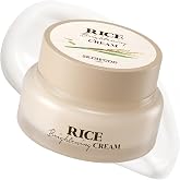 SKINFOOD Rice Brightening Cream, Korean Face Moisturizer with 48 Hours Fermented Rice Water, Korean Skin Care Rice Moisturizer for Natural Glow Glass Skin, Nourishing, Vegan, 60ml/2fl.oz.