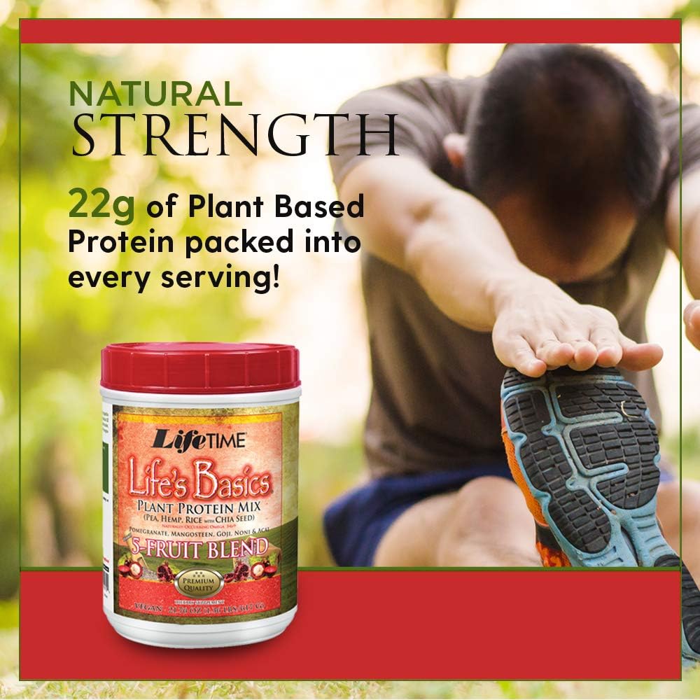 Lifetime Life's Basics Plant Protein Power, 5 Fruit Blend, 21.6-Ounce: Health & Personal Care