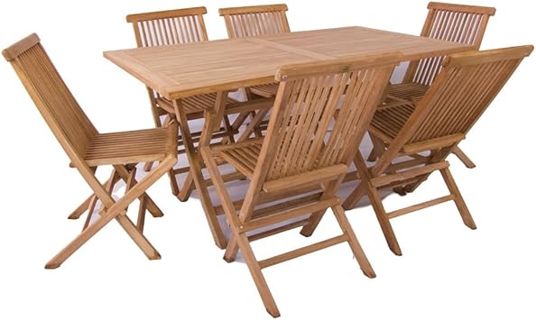 Conjunto muebles teca de jardín: Amazon.es: Jardín