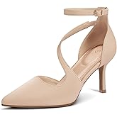 mysoft Women's Pumps Pointed Toe Stiletto Ankle Strap Closed Toe Low Heel Wedding Party Dress Shoes