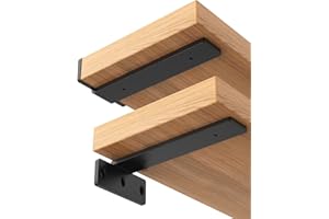 WENGUS Floating Shelf Bracket, 10 Inch Heavy Duty Hidden Shelf Brackets for Floating Wood Shelves, Black Metal L Bracket for DIY Kitchen Farmhouse Shelves, with Mounting Hardware, 4 Pack