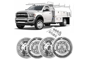 Lifeinfinity 4pcs 19.5" Polished 304L Stainless Steel Dually Wheel Simulators, Protective Bolt On Wheel Covers, 10 Lug 5 Hand Hole Hubcaps Fit for 2012-2025 Dodge Ram 4500/5500 906R