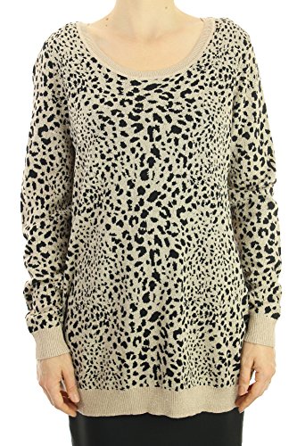 Best INC Womens Plus Animal Print Shimmer Pullover Sweater Black 1X deal