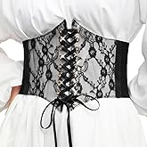 Nicute Wide Corset Dress Belt Women Elastic Lace Waist Belt Tied Waspie Waist Cinch for Women