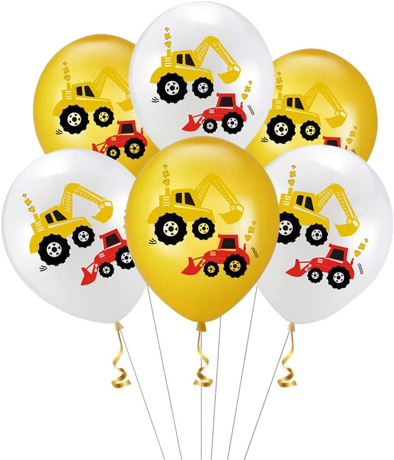 STOBOK Construction Vehicle Printing Balloons Latex Balloons Kids Birthday Party Favors,20Pcs
