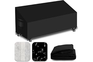 CNCZMH Heavy Duty Patio Sofa Covers Waterproof, Outdoor 3-Seater Couch Cover Waterproof, 600D Outdoor 2-Seater Loveseat Furniture Covers with Air Vent Handle 78''W x 42''D x 24''H/ 35''H Black