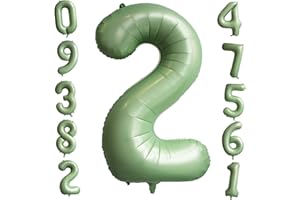 Sage Green Number Balloon 2 Large 40 Inch Number Foil Balloons Birthday Age Balloons Olive Green Party Balloons Decoration fo