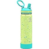 Takeya Actives Water Bottle with Straw Lid - Bottle with Double Stainless Steel Insulation - Dishwasher Safe & BPA-Free - Bottle with Straw Lid & Removable Bumper - 22 oz, Confetti Green Grass