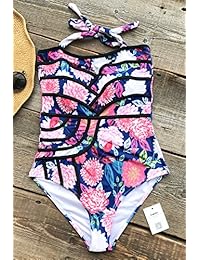 Traje de baño de una pieza con estampado de fuegos artificiales coloridos para dama de CUPSHE