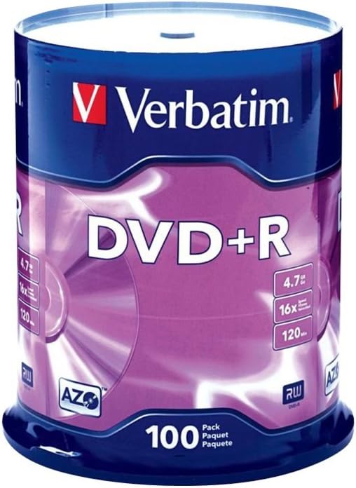 Verbatim DVD+R 4.7GB 16x AZO Recordable Media Disc 100