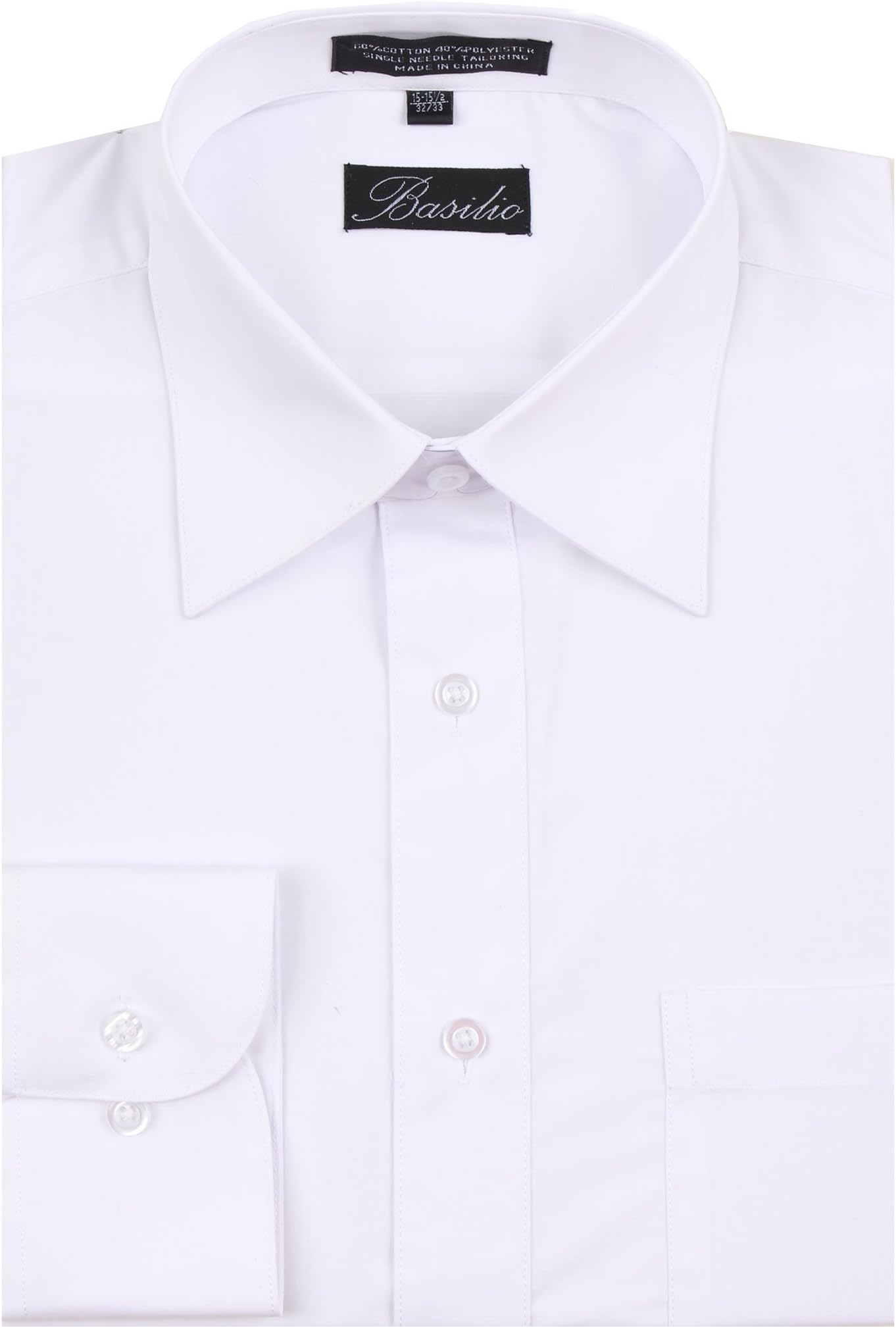 Men's Convertible Cuff Solid Dress Shirt