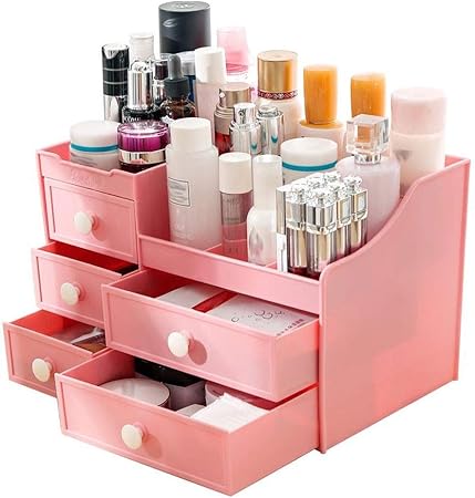 Amazon 化粧品収納ボッ 多機能メイクアップジュエリーオーガナイザー化粧品アクセサリーメイクアップ収納ボックス ピンク Lyn Upup メイクボックス 通販