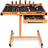 A A IN LT018 Heavy Duty Adjustable Work Table with Drawers, Rolling Tool Tray with Wheels of 220lbs Capacity