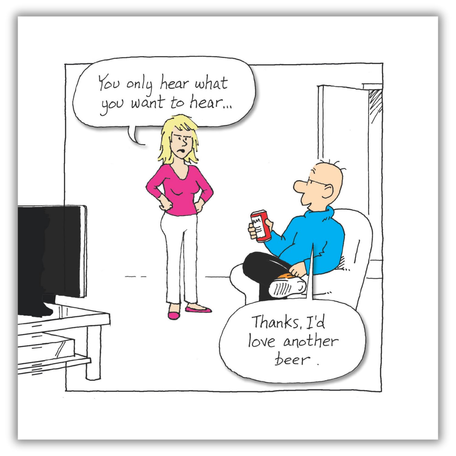 Norbert & Val Funny Birthday Card For Him, You Only Hear What You Want to Hear, Multicoloured