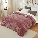 GarveeHome Heated Blanket Queen Size, Electric Blanket Queen with Dual Controls, Velvet Soft Fast Heating Blankets, 4 Heat Settings & 10H Auto Off, Over-Heat Protection, ETL Certified, 84" x 90" Pink