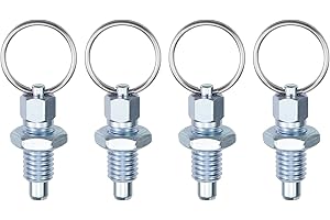 Bitray 4Pcs Spring Plunger with Pull Ring Non-Locking Hand-Retractable Spring Plunger Small Indexing Pin with Pull Ring (M8-1.25-5)