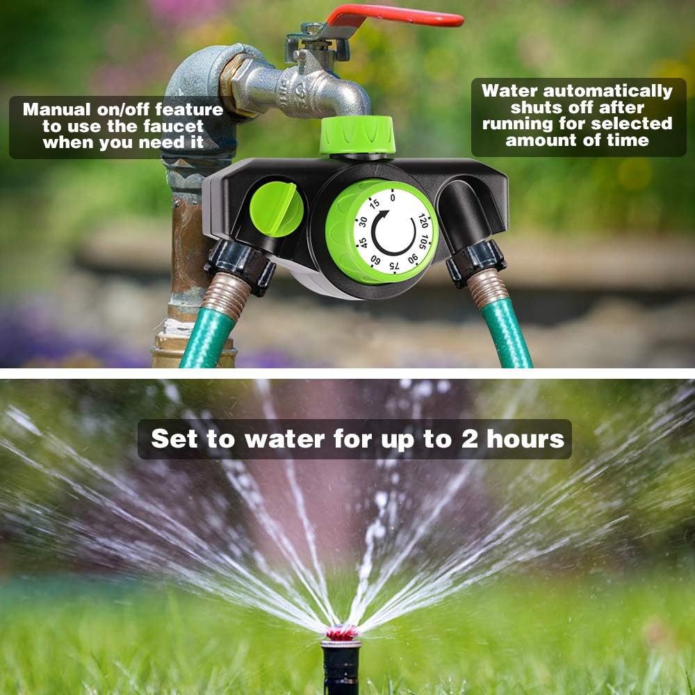 Kasonic Mechanical Watering Timer, 2 Ways Use, Durable High Impact Construction Timed, Watering Up to 120 Minutes, No Batteries Required, Oversized Dial, Easy Use: Home & Kitchen