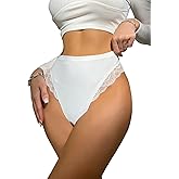 Milumia Women Sexy Lace Panties Underwear High Waisted Thongs French Cut Bikinis