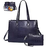 Lunch Tote Bag with Insulated Compartment for Women Daily Work, PU Leather Laptop Bag with 15.6 Inch Computer Compartment