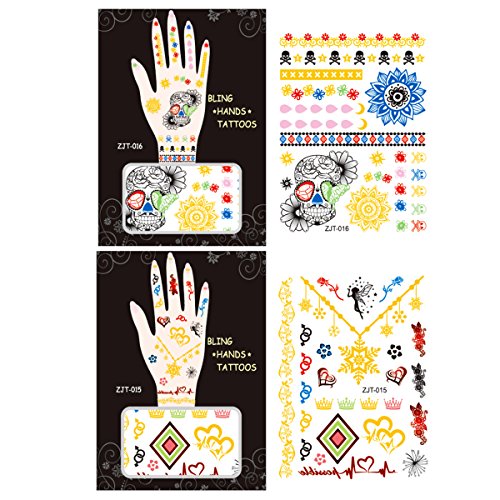 AllyDrew Metallic Body Art Hand Tattoos, Remembrance and Fairy Tale