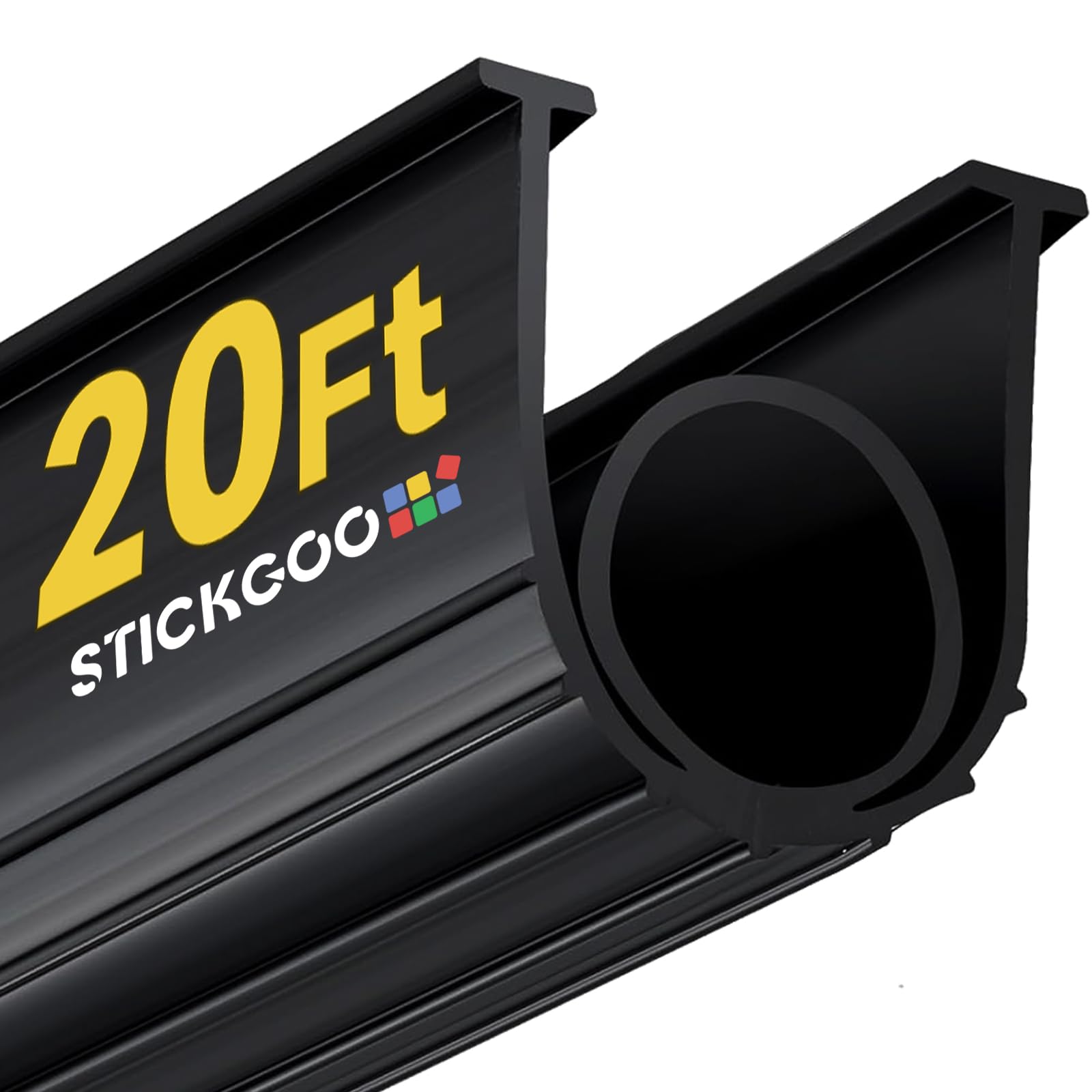Photo 1 of STICKGOO Garage Door Bottom Seals, 5/16" T-End Rubber Weather Stripping, Universal 20FT Seal Strip for Weather, Pest, and Dust Protection, Black (Not Include The Channels)