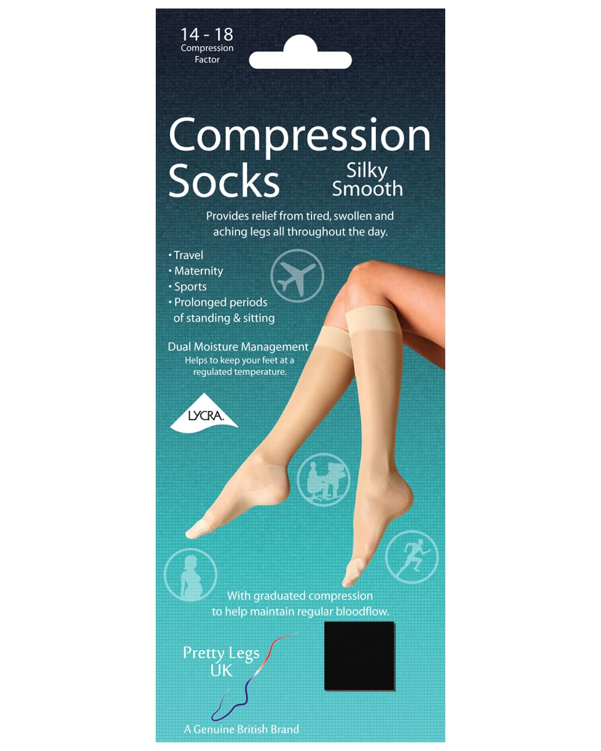 Ladies Pretty Legs Silky Smooth Compression Socks DJ4S Black