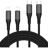 USB C to Lightning Cable, 6FT+9FT [MFi Certified] 20W iPhone Fast Charger Sync Nylon Braided Type C Charging Cord Compatible 