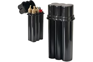 NESCOPE 4 Hole King Size Pre-roll Cone Holder Case Cigarette Case for Regular Size Cigarettes & King Size Small Container Lighter Box Smoking Accessories for 1-1/4 Size Pre Rolled Rolling Paper(2 Pack Black)