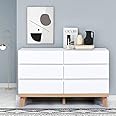 YIGOBUY White Dresser for Bedroom, 6 Drawer Double Chest of Drawers, Large Storage Cabinet Wooden Dresser for Bedroom, Living Room, Hallway