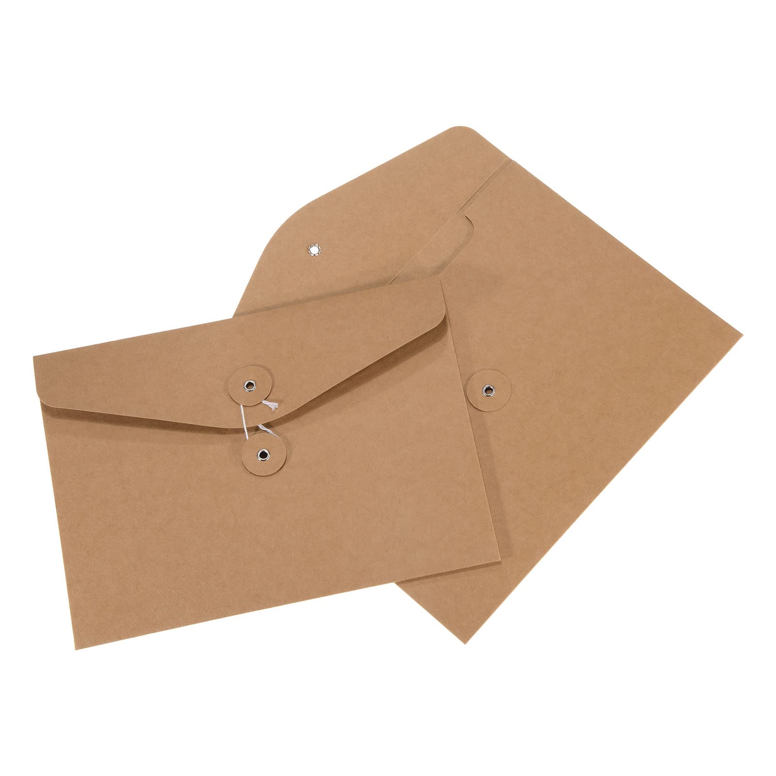 PATIKIL String Envelope File Folders 2 Pack A5 Size Document Letter Organizer Holder Filing Jacket for Office, Brown