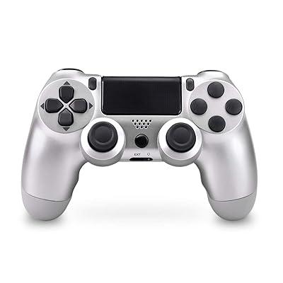 Oluṣakoso Ere fun PS4, Alakoso Alailowaya fun Playstation 4 pẹlu Ere Ere Gbigbọn Meji Joystickfor Ps4 / Pro / Slim-Silver Latọna