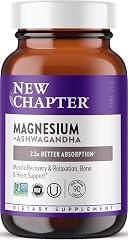 New Chapter Magnesium Glycinate 325mg & Ashwagandha Supplement, 90 Tablets | Magnesium Glycinate Bisglycinate, Highly Absorba