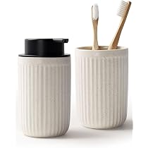 BosilunLife Ensemble d'accessoires de salle de bain en céramique - Ensemble de savon pour comptoir de