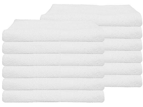 Pack of 12 WHITE 450 GSM 100% Cotton Sport / Gym Towels - Size 30cm x ...