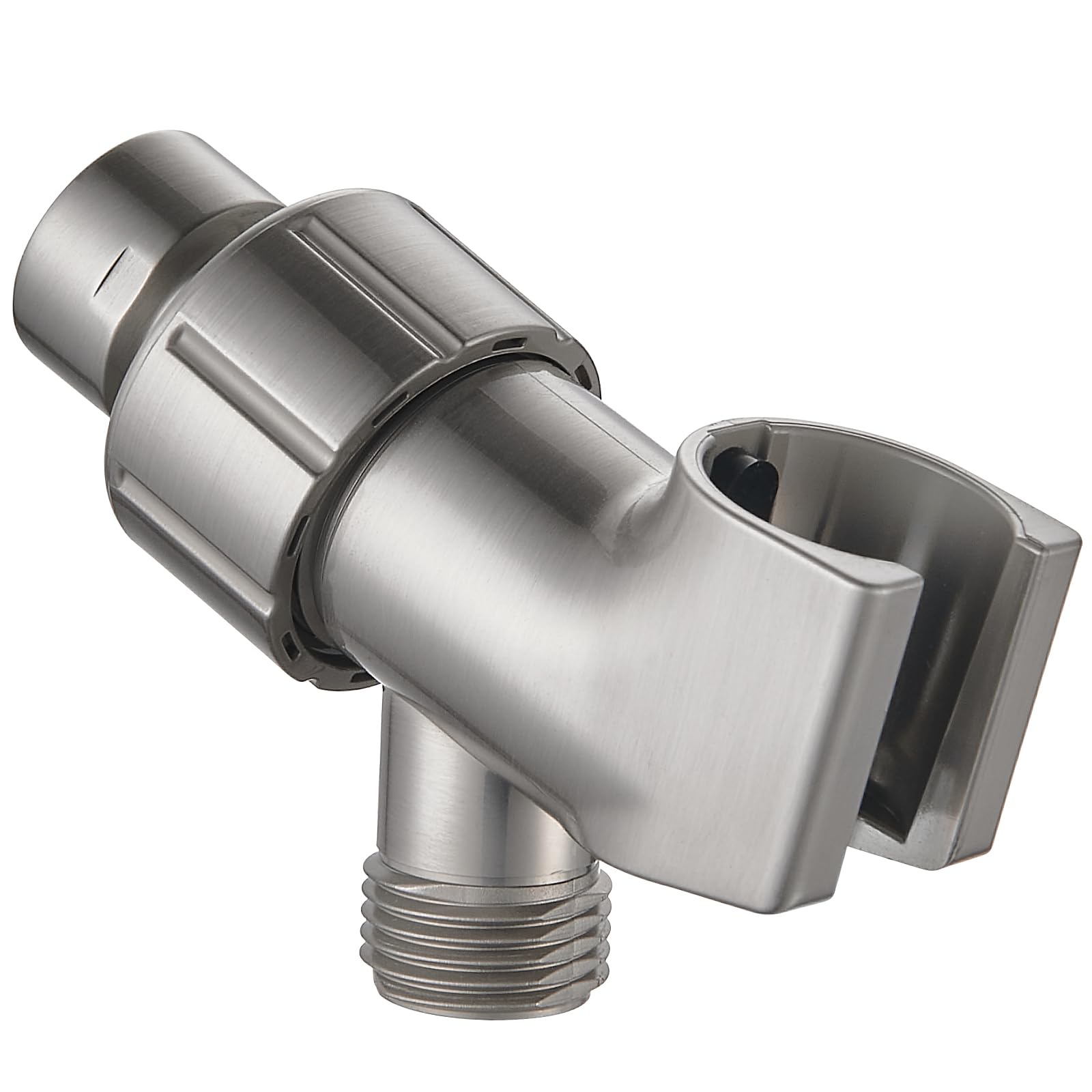 Photo 1 of Cobbe Shower Head Holder for Handheld Shower Head, Brass pivoting ball adjustable Shower Arm Mount for Connecting Shower Arm and Shower Hose, 1/2 Inch IPS Female Inlet and Male Outlet, Brushed Nickel.