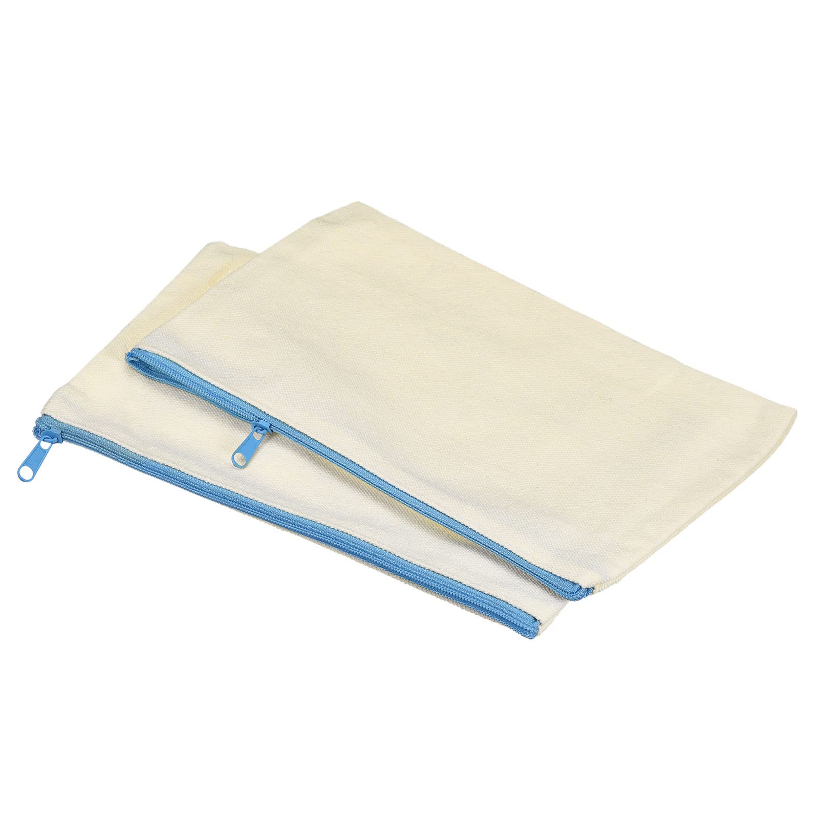 PATIKIL Canvas Zipper Pouch, 4 Pack Blank Zip DIY Bags Pencil Case Plain Craft Storage Pocket for Travel Accessory, Blue