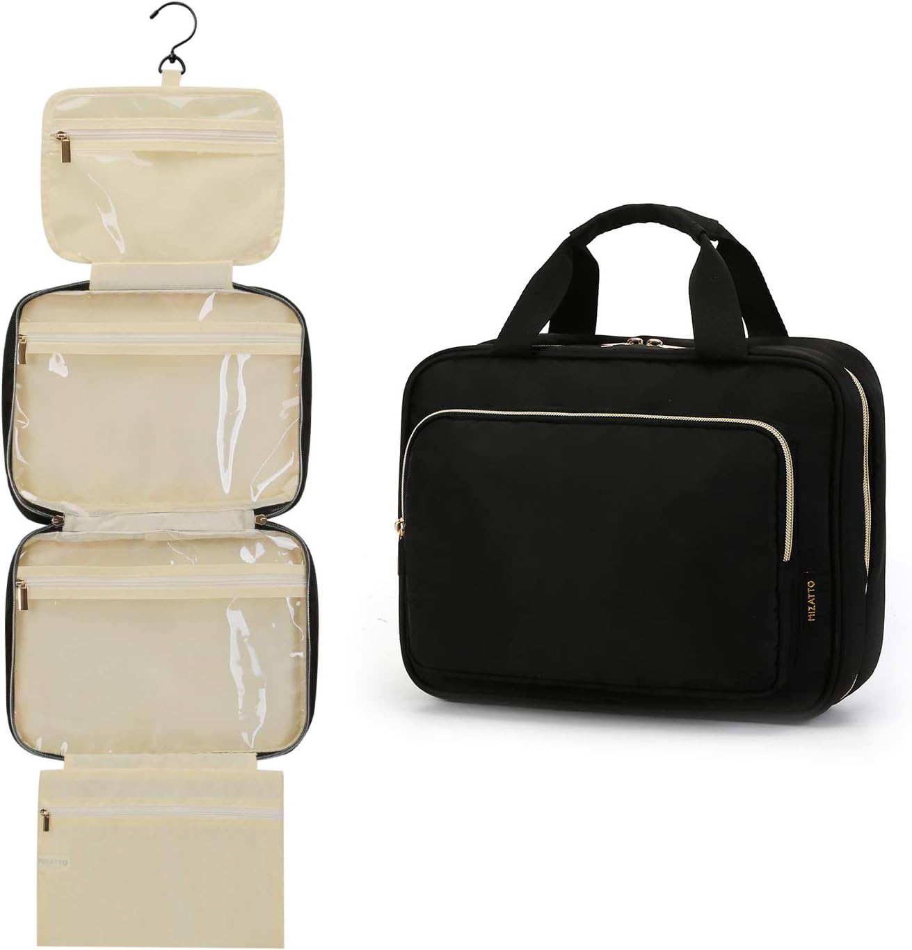 Toiletry Travel Bag with Hanging Hook, Portable Folding Cosmetics Bag