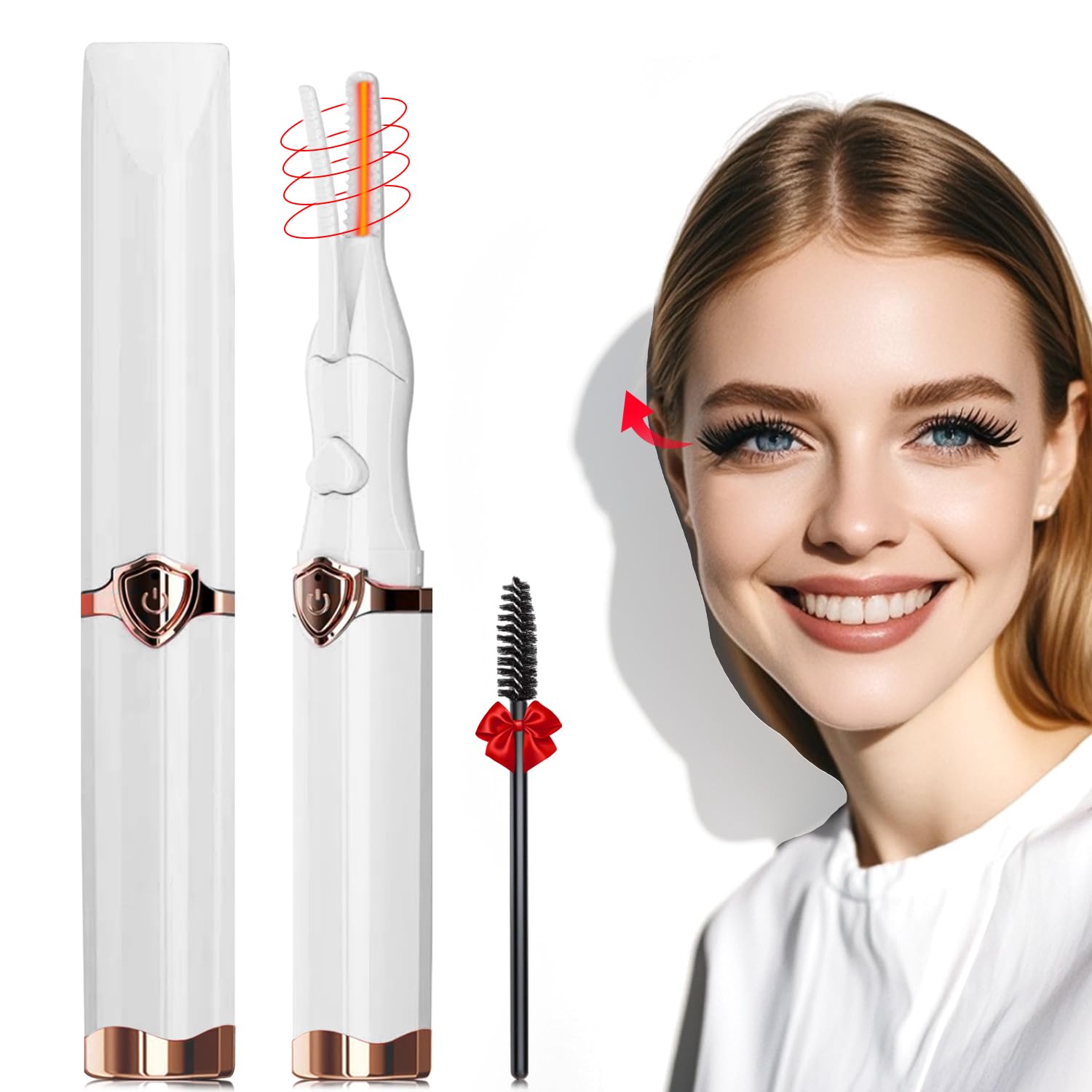 Photo 1 of Heated Eyelash Curler Electric, 2-in-1 Clip-Type Design, 3 Temperature Modes, USB Rechargeable, Natural Curling 24H Long-Lasting Curl, White