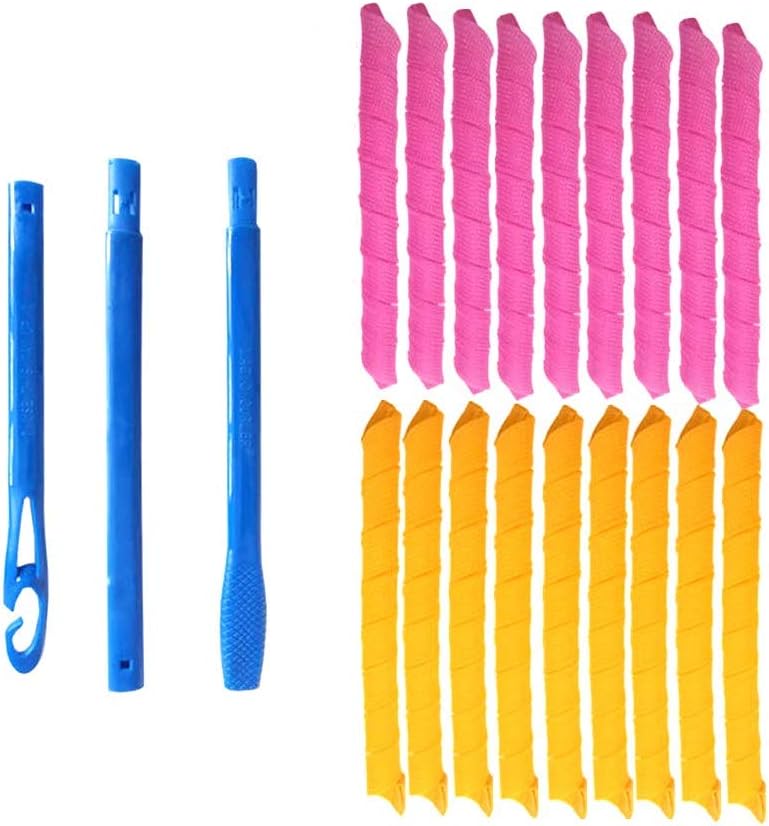 18 Pack Magic Hair Curlers Spiral Curls Roller Styling Kit, TechKen 18 No Heat Hair Curlers and 1 Styling Hooks, for long hair up to 22" (55 cm)