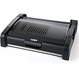 Luby Griddle with Removable Glass Lid & Drip Tray,Non-Stick Cooking Surface & Adjustable Temperature Knob,Indoor Outdoor Used